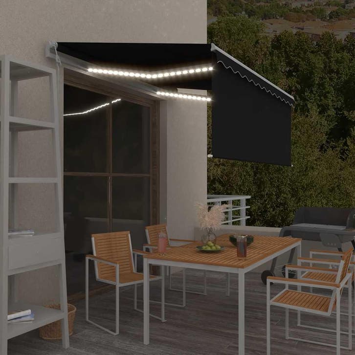 vidaXL Luifel met rolgordijn, LED en windsensor 3,5x2,5 m, Jardin & Terrasse, Protection solaire, Envoi