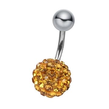 Fako Bijoux - Navelpiercing - Disco Dots - 8mm - Goudgeel, Handtassen en Accessoires, Piercings, Verzenden, Nieuw