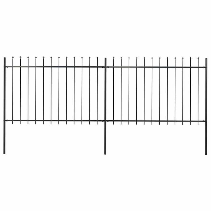 vidaXL Tuinhek met speren bovenkant 3,4x1,2 m staal zwart, Tuin en Terras, Tuinhekken en Hekwerk, Nieuw, Verzenden