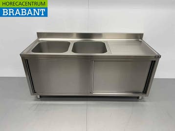 Acier inoxydable Double table dévier 2 portes coulissantes, Verzenden