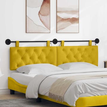 vidaXL Hangend hoofdbord Geel Fluweel, Huis en Inrichting, Slaapkamer | Bedden, Verzenden, Nieuw