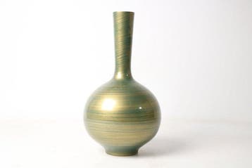 Vase - Cuivre - Japon - Green Glaze Gold Hakeme (Sans prix