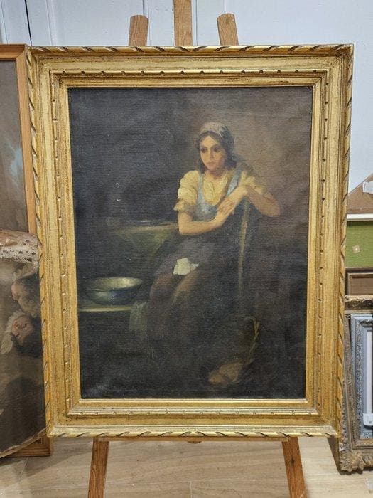 Europese school (XIX) - La lechera, Antiek en Kunst, Kunst | Schilderijen | Klassiek
