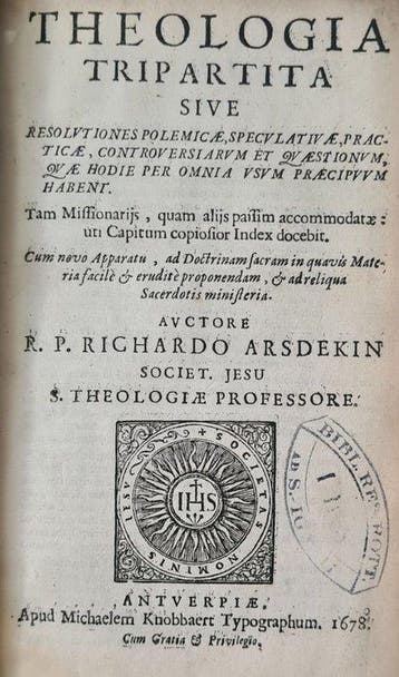 Richard Archdekin - Theologia Tripartita sive Resolutiones, Antiek en Kunst