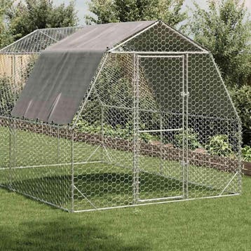 vidaXL Kippenren met dak 2,5x4x2,25 m gegalvaniseerd staal, Verzenden, Nieuw