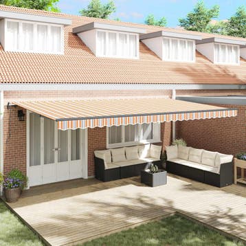 vidaXL Uitschuifbare luifel Meerkleurig 600 × 300 cm Stof en, Verzenden