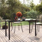 vidaXL Tuintafel 200x100x74cm staal en gehard glas zwart, Tuin en Terras, Verzenden, Nieuw
