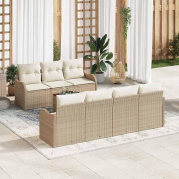 vidaXL Tuinbank Set 8 st Beige poly rattan, Verzenden