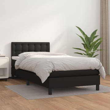 vidaXL Boxspring met matras kunstleer zwart 90x200 cm, Verzenden, Nieuw