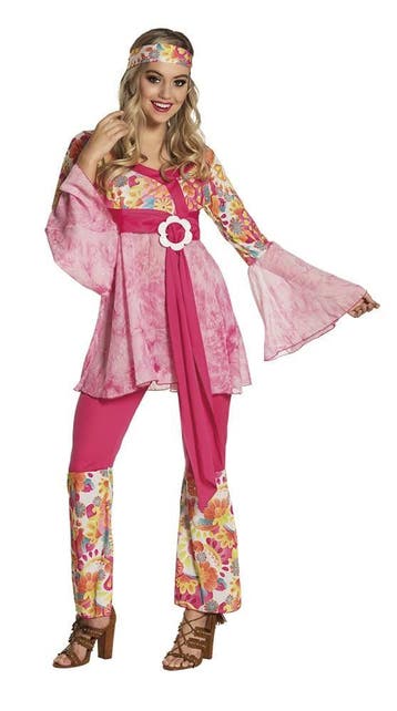 Hippie Kostuum Dames Roze, Kleding | Dames, Carnavalskleding en Feestkleding, Verzenden, Nieuw