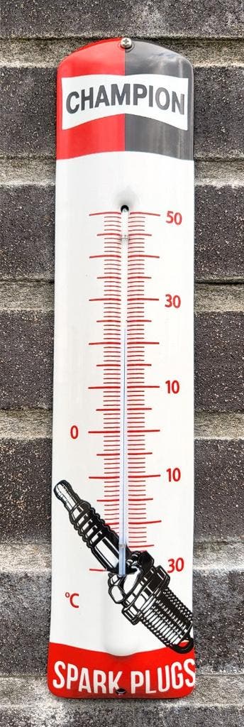 Emaille thermometer Champion spark plugs, Collections, Marques & Objets publicitaires, Envoi