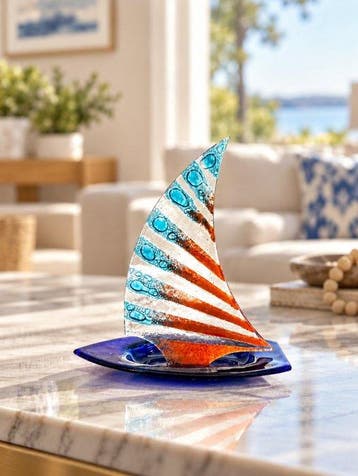 Tafelmiddenstuk - Muranoglas - Murano zeilboot