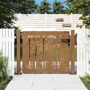 vidaXL Poort 100x75 cm bamboe-ontwerp cortenstaal, Verzenden, Nieuw