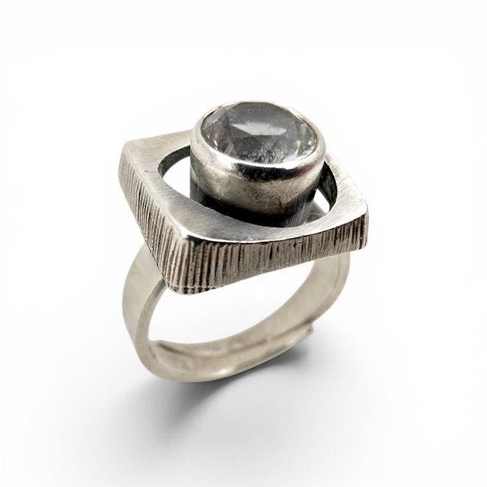 Zonder minimumprijs - Ring Zilver - 1977 FINLAND - Karl, Handtassen en Accessoires, Ringen