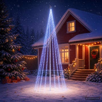 vidaXL Kerstboomverlichting met grondspies en vlaggenmast, Verzenden, Nieuw