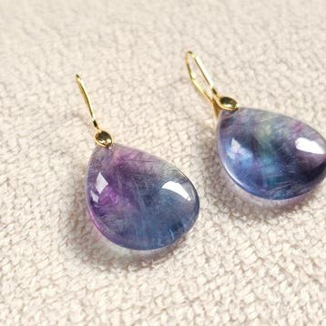Fluorite naturelle de 65,00 ct - Boucles doreilles -