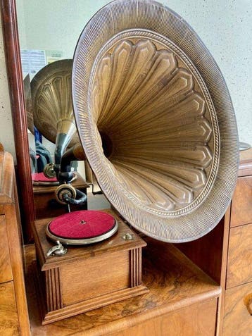 Booth and Brookes/Edison Bell - antieke slinger gramofoon,