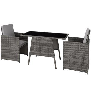 tectake Wicker zitgroep Lausanne 2+1 - grijs, Tuin en Terras, Tuinsets en Loungesets, Verzenden, Nieuw