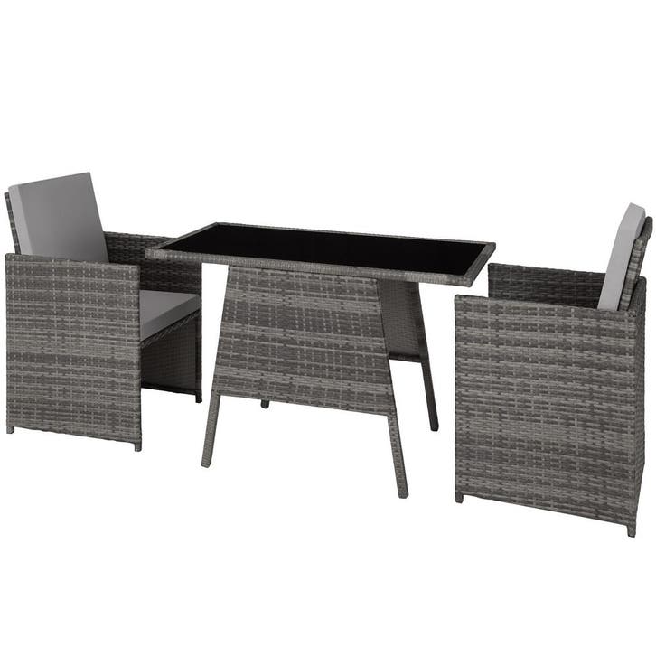 tectake Wicker zitgroep Lausanne 2+1 - grijs, Tuin en Terras, Tuinsets en Loungesets, Verzenden
