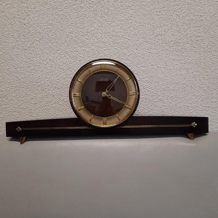 haardklok - Franz Hermle & Sohn - Vintage walnotenhout,, Antiek en Kunst, Curiosa en Brocante