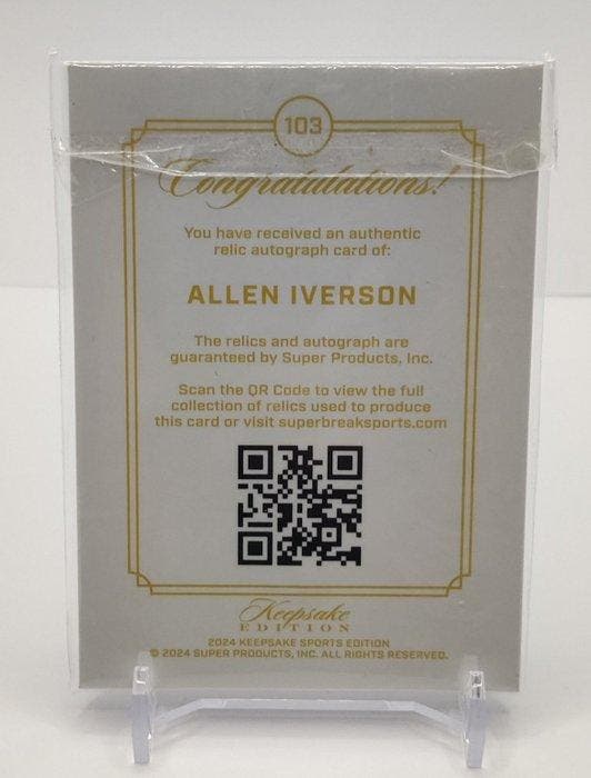 2024 Keepsake Allen Iverson /75 Gesigneerde kaart,, Verzamelen, Stickers