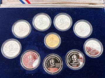 Frankrijk. Coffret de 10 monnaies Jeux Olympiques, Postzegels en Munten