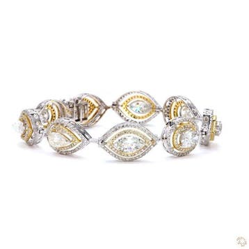 Bracelet de tennis - 14 carats Or blanc, Or jaune - 8.28ct.