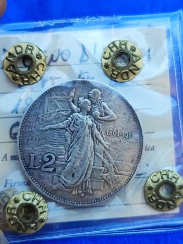 Italie. 2 Lire / 10 Centesimi 1911