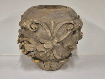 Kapiteel, met de hand gesneden en gebeeldhouwd - 24 cm -