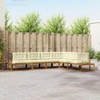 vidaXL Buiten bank set Natuurlijk en Crème, Tuin en Terras, Verzenden, Nieuw