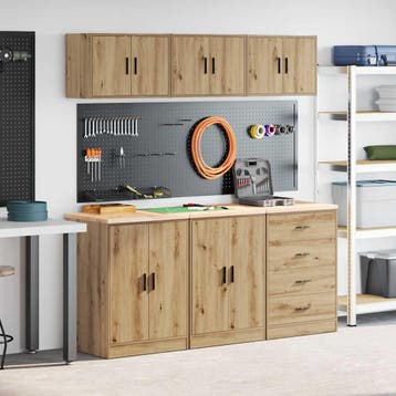 vidaXL Garagekasten 6 st bewerkt hout ambachtelijk eikenhout, Verzenden