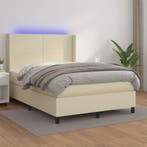 vidaXL Boxspring met matras en LED kunstleer crèmekleurig, Verzenden, Nieuw