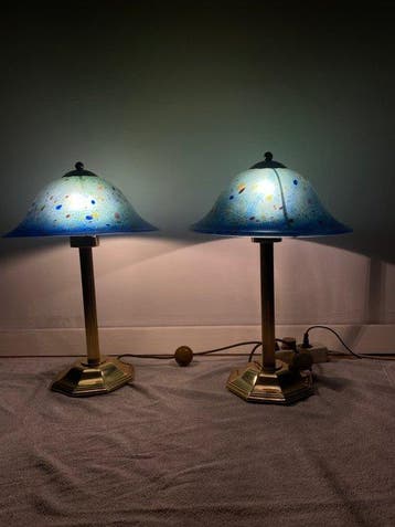 FM Leuchten - Lampe de table - Verre, Laiton - Deux lampes