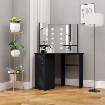 vidaXL Hoekkaptafel met LED 111x54x141,5 cm zwart, Verzenden, Nieuw