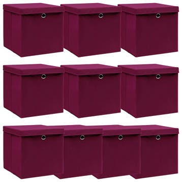 vidaXL Opbergboxen met deksel 10 st 32x32x32 cm stof, Verzenden, Nieuw