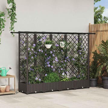 vidaXL Verhoogd Bed met Trellis en Dak Bruin 202,5 x 40 x, Verzenden, Nieuw