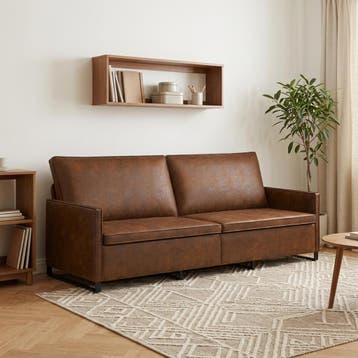vidaXL 3-zits sofa Bruin 220 x 81 x 82 cm Kunstsuède stof, Verzenden