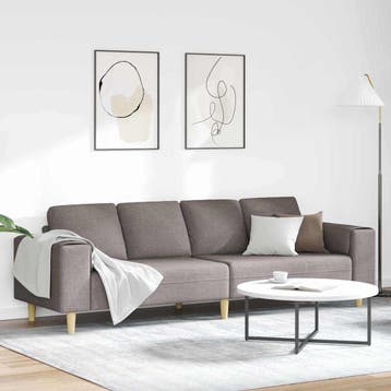 vidaXL Woonkamerbank Taupe 250 x 77 x 76 cm Polyester, Verzenden, Nieuw