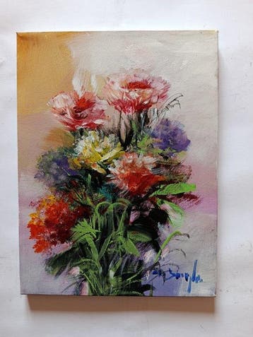 Mario Smeraglia (1950) - Mix di colori (fiori), Antiek en Kunst