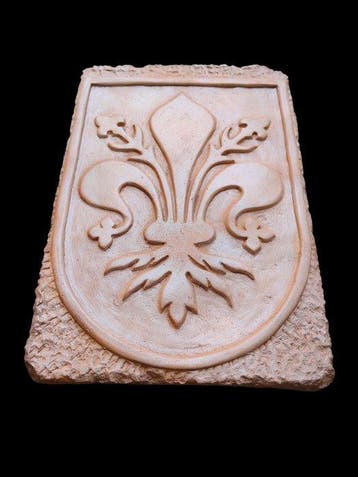 sculptuur, Stemma Araldico Giglio Fiorentino - 38 cm -, Antiek en Kunst