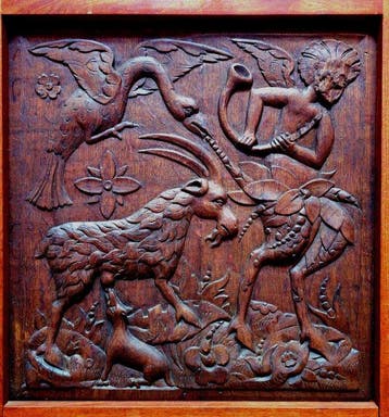 Paneel - Eik - Fragment van een kerkbank, Antiek en Kunst