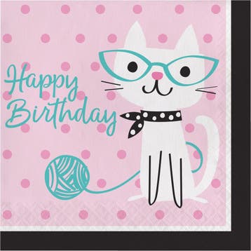 Party Cats Servetten Happy Birthday 33cm 16st, Verzenden