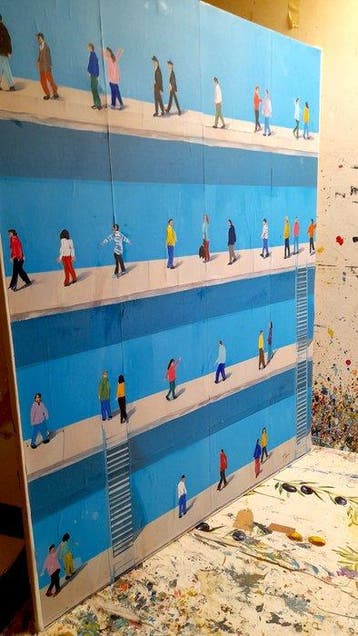 Giorgio Stocco - People walking 82-opera unica