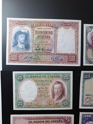 Spanje. - 6 banknotes - various dates (Zonder minimumprijs)