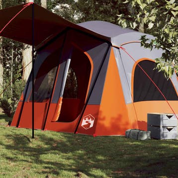 vidaXL Tent 5-persoons waterdicht grijs en oranje, Verzenden, Nieuw