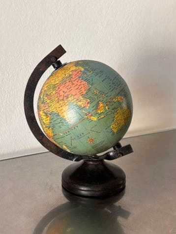 Terrestrial table globe - Vintage World Globe on Wooden Base