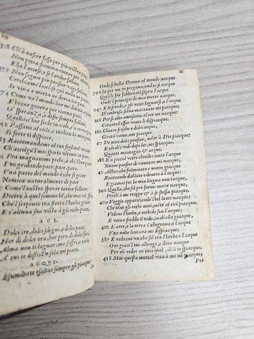 Francesco Petrarca - Tavola di tutte le rime, sonetti e, Antiquités & Art, Antiquités | Livres & Manuscrits