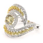 Statement ring - 18 karaat Witgoud - 1.45ct. tw. Geel
