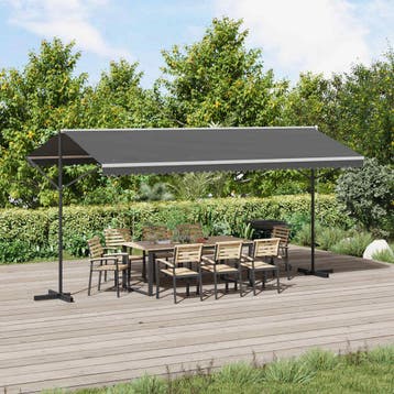 vidaXL Vrijstaande luifel 5 x 3 m Polyester Grijs, Verzenden