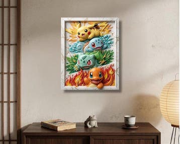 Makayhos - [Canvas] Gen I Starters – Golden Kintsugi Relief, Nieuw